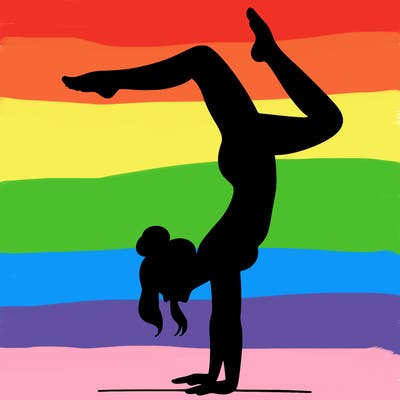 a woman doing a handstand