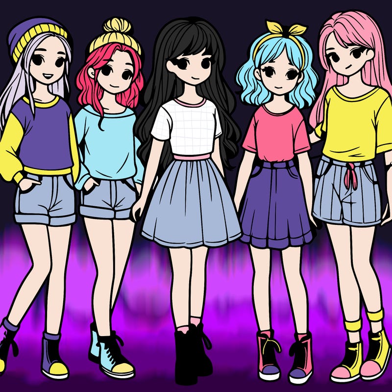 a group of five girls