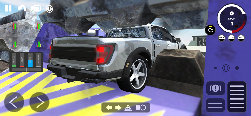Beam Drive Crashes Original 3D - White pickup truck being crushed in a car destruction simulator game