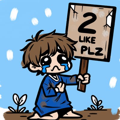 small poor toddler crying with sign that says 2 like plz