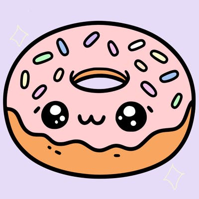simple and cute donut for coloring
