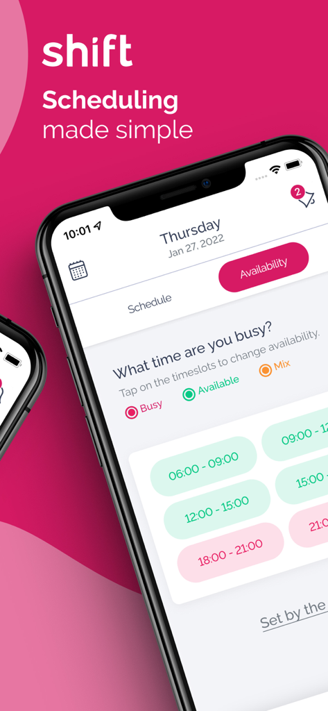 Shift Provider App scheduling interface for drivers to set availability.