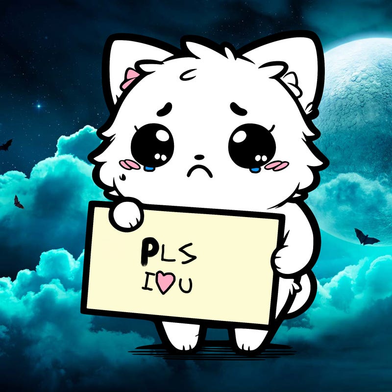 a really cute sad sad cat holding a blank sign