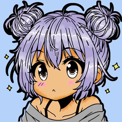 a manga girl with messy small buns
