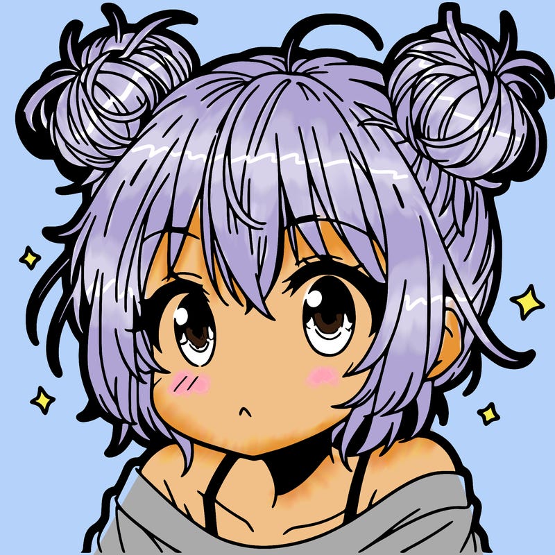 a manga girl with messy small buns