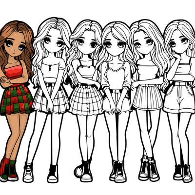 a group of girls realistic