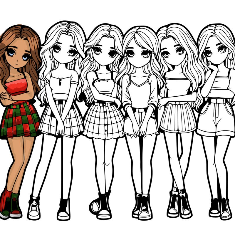 a group of girls realistic