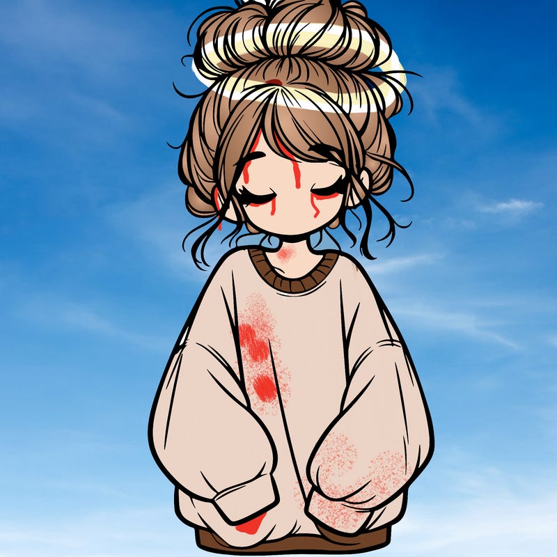 girl with baggy sweatshirt and messy bun