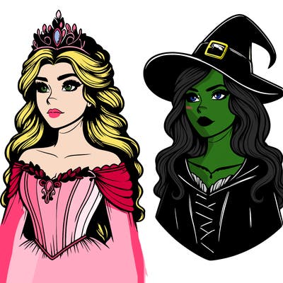 princess and witch realistic