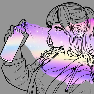 a realistic girl spray, painting