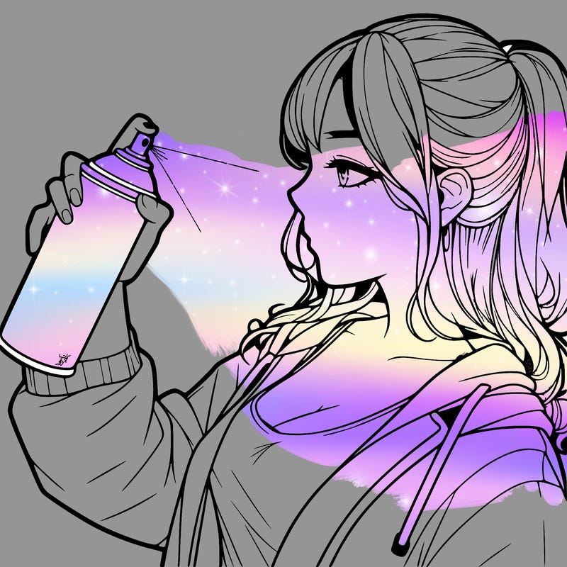 a realistic girl spray, painting