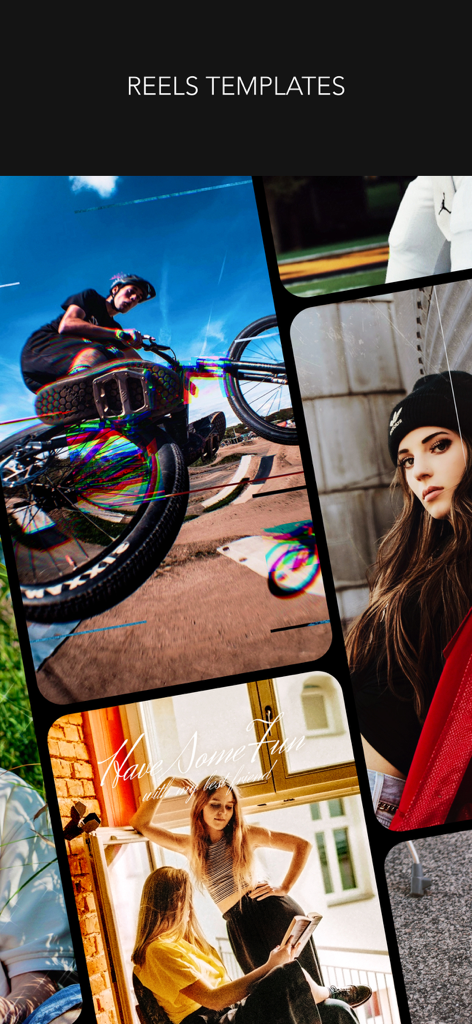 A collage of creative video templates for Instagram Reels and social media