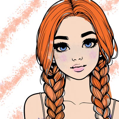 realistic girl with braids