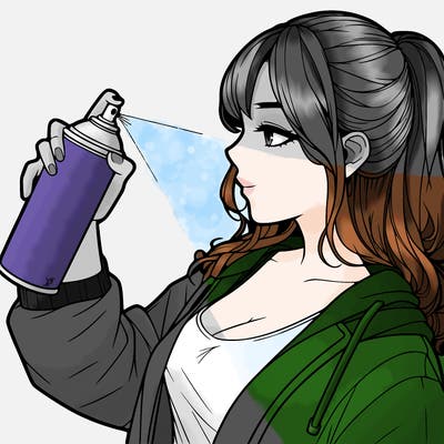 a realistic girl spray, painting