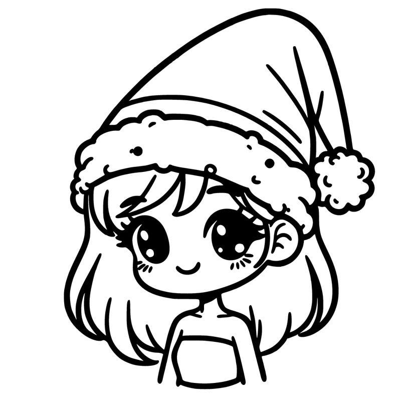 christmas girl with santa hat