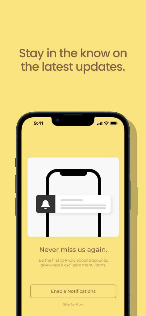La La Land Kind Cafe app push notifications setup screen