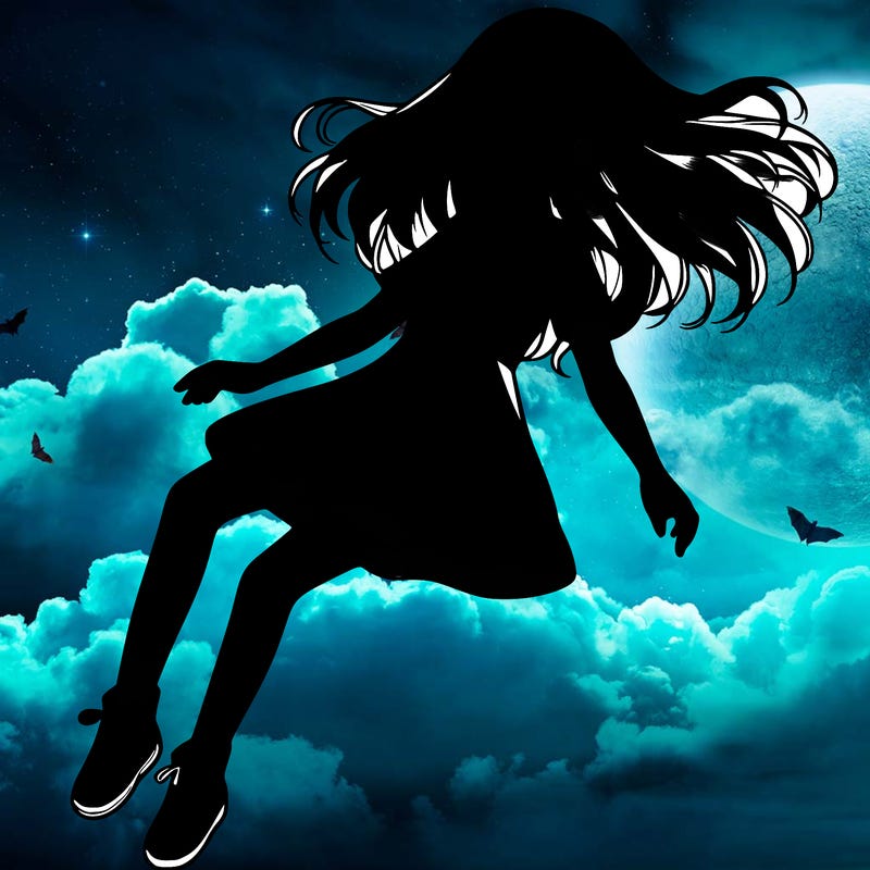 realistic girl floating