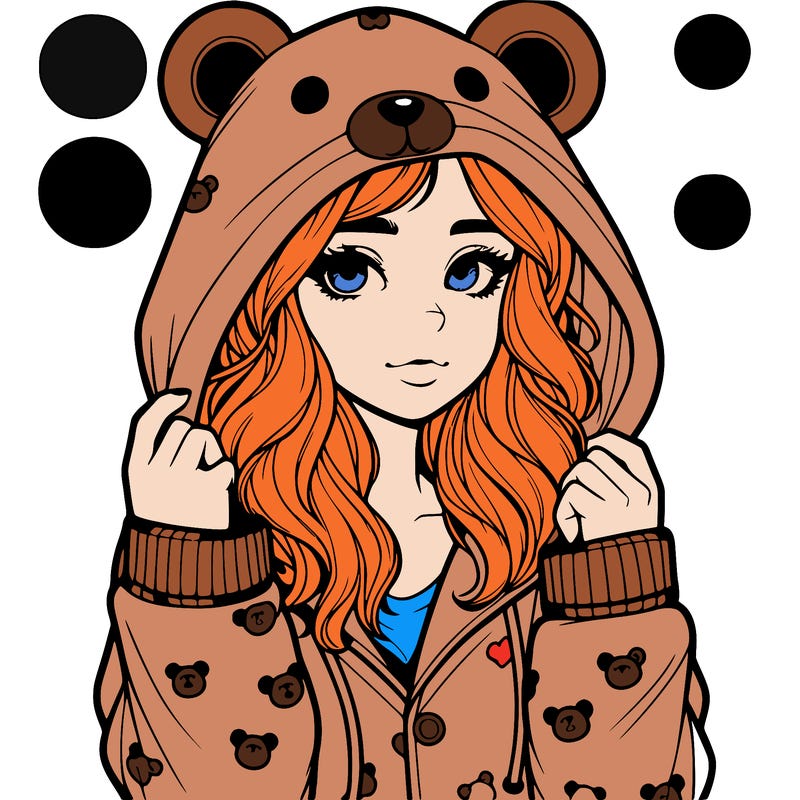 realistic girl in a animal pjs hoodie