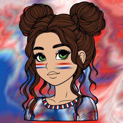 realistic girl with two buns in her hair