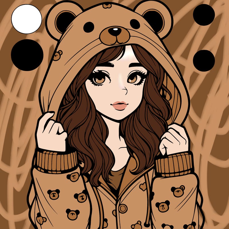 realistic girl in a animal pjs hoodie