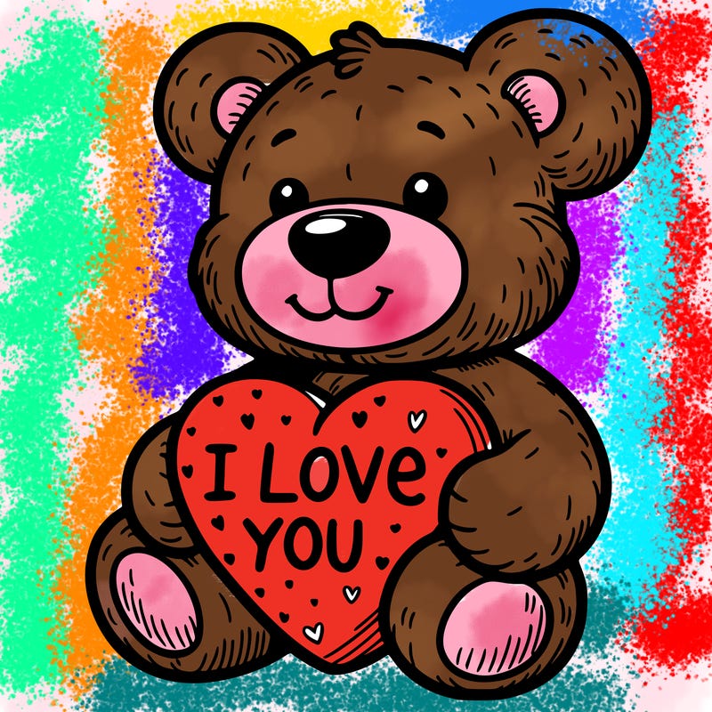 teddy bear holding an i love you heart