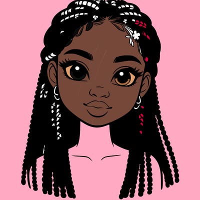 a realistic black girl with braids