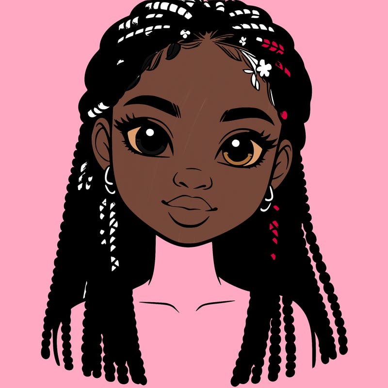 a realistic black girl with braids