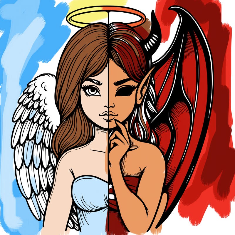 realistic angel half demon