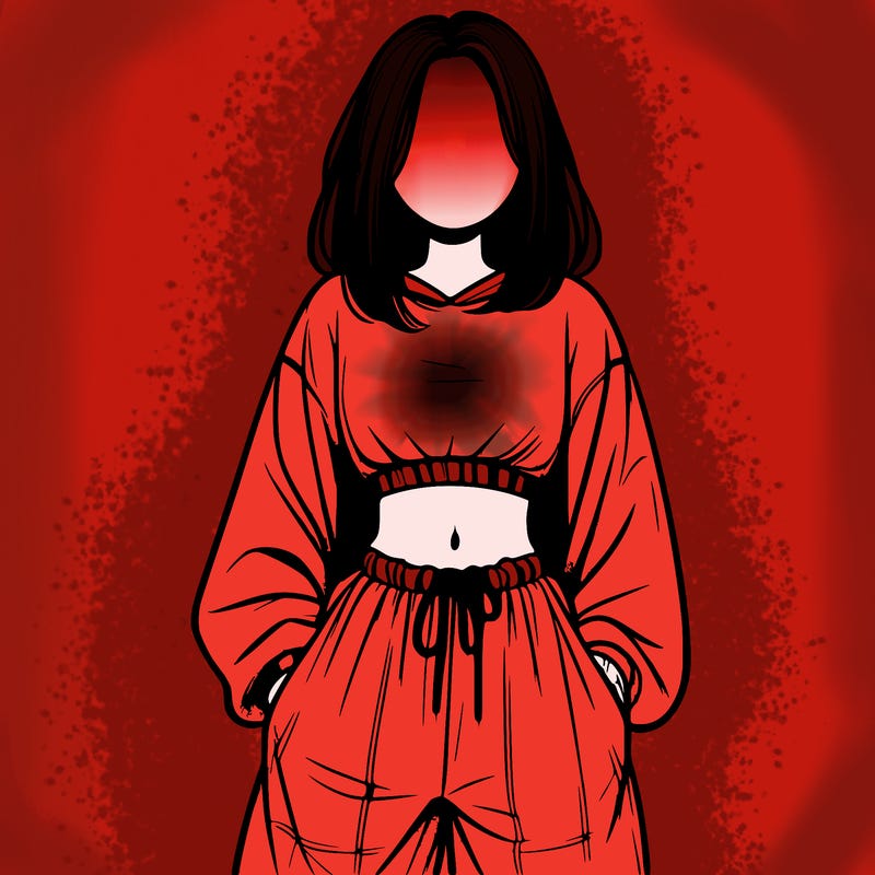 realistic girl faceless with baggy pants and a crop top