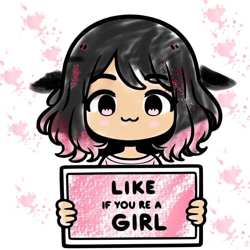 a cute girl holding a sign that says like if you’re a girl