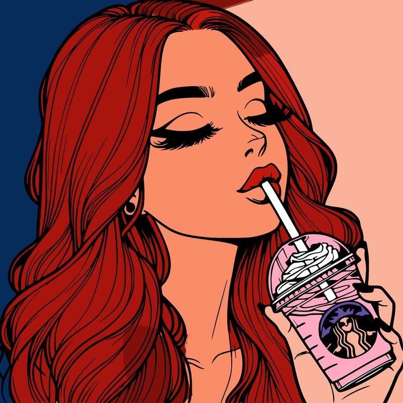 realistic girl drinking starbucks