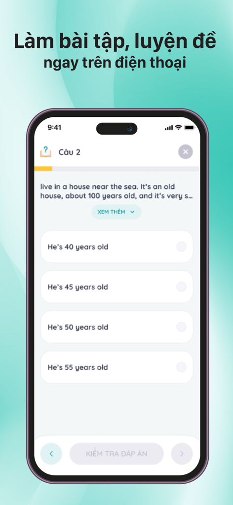 TKBooks - TKBooksアプリのスクリーンショット、モバイルデバイスでの英語の選択問題クイズを表示