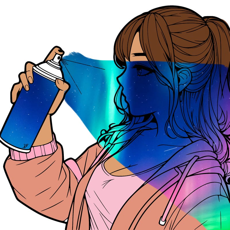 a realistic girl spray, painting