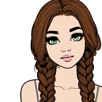 realistic girl with braids