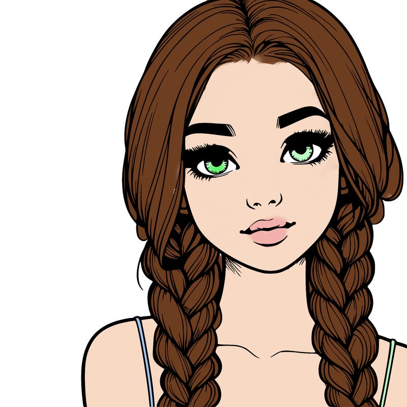 realistic girl with braids