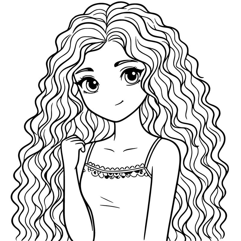 teen girl long curly hair
