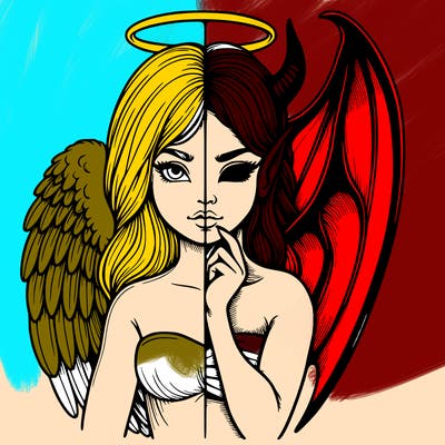 realistic angel half demon