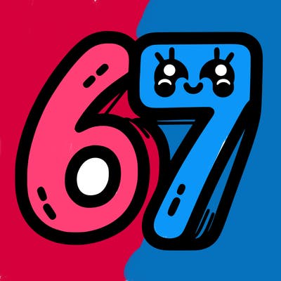 the numbers 67