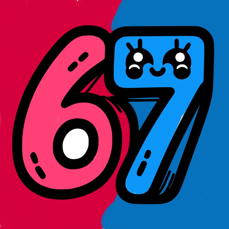 the numbers 67