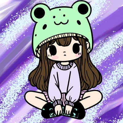 a girl wearing a frog hat and some frog socks