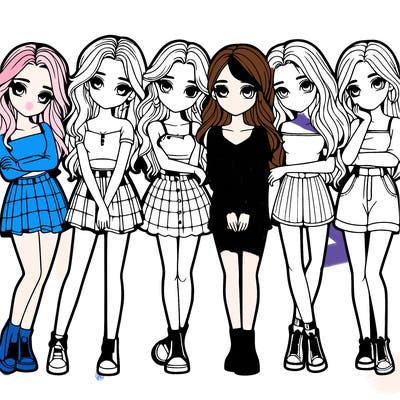 a group of girls realistic