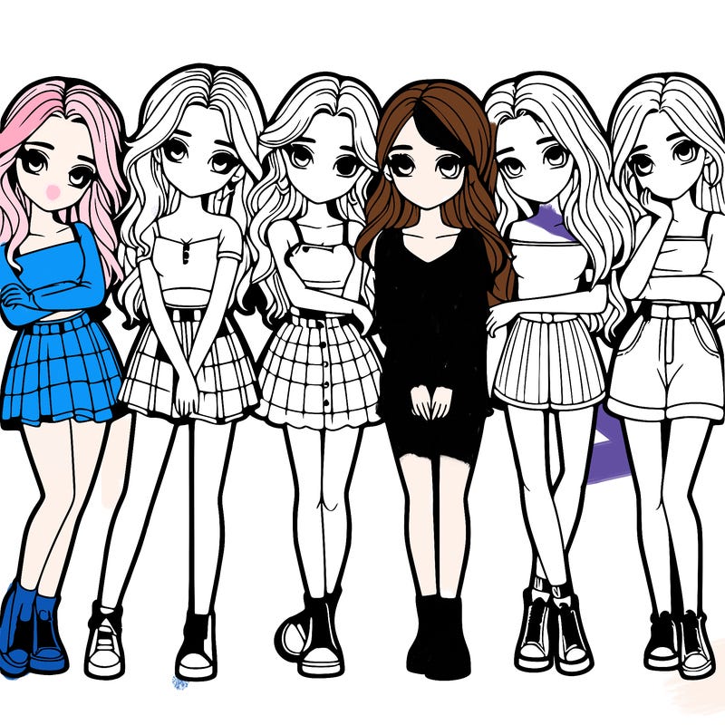 a group of girls realistic