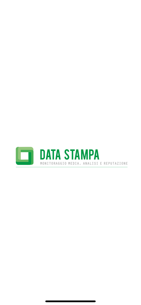 Data Stampa Mobile App Startbildschirm mit dem grünen Logo