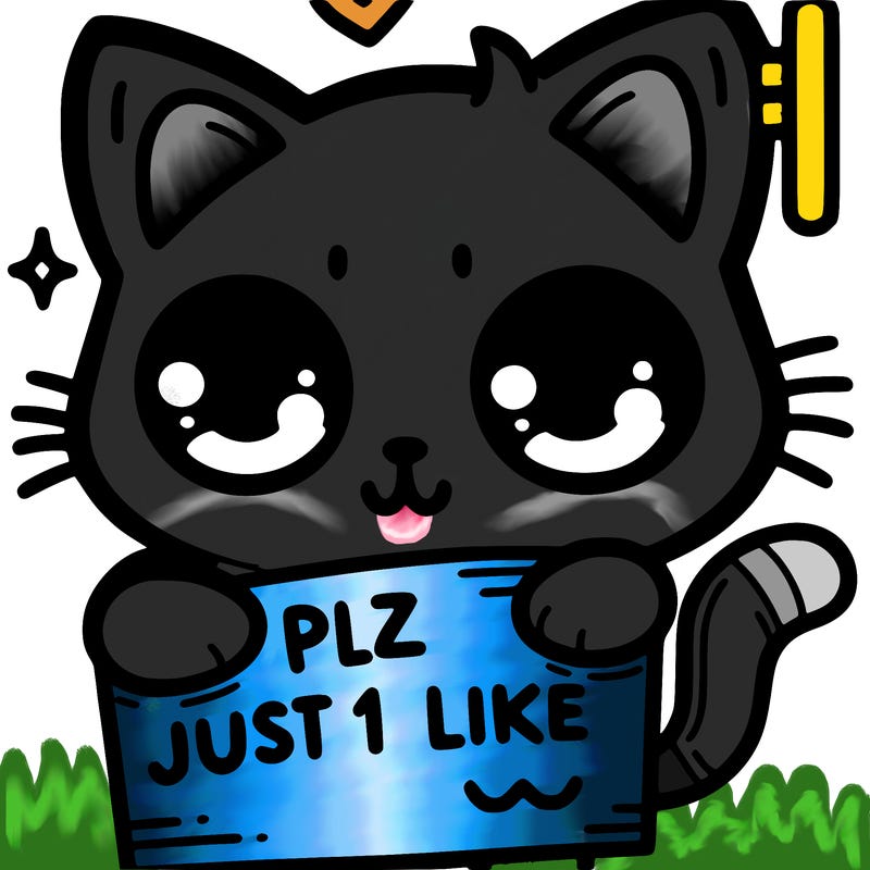 a cute cat holding a sign that says plz just 1 like