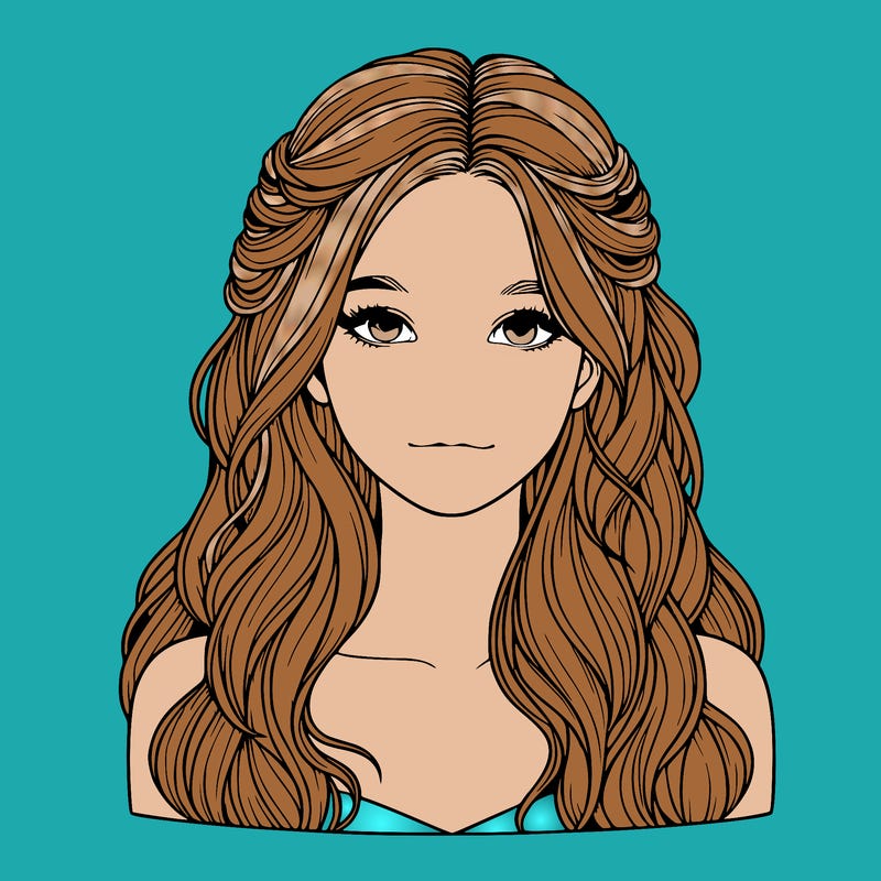 realistic girl with half up half down