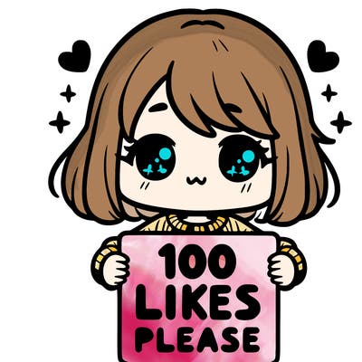 cute girl holding a sign saying 100 likes please