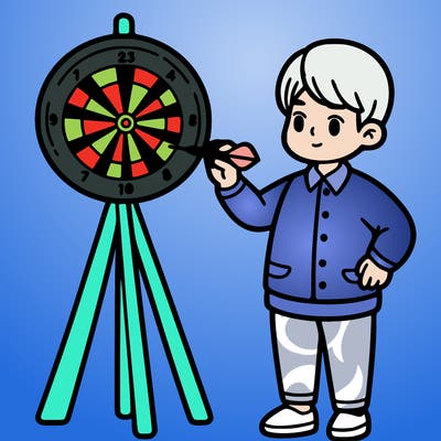 a person and a dartboard