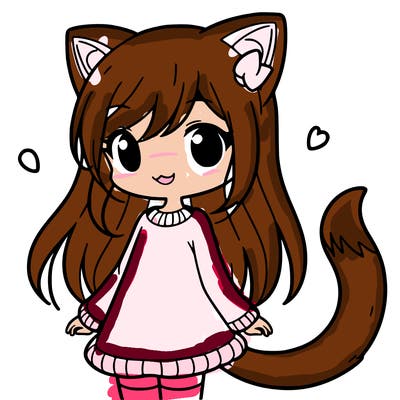 girl with cat ears and tail