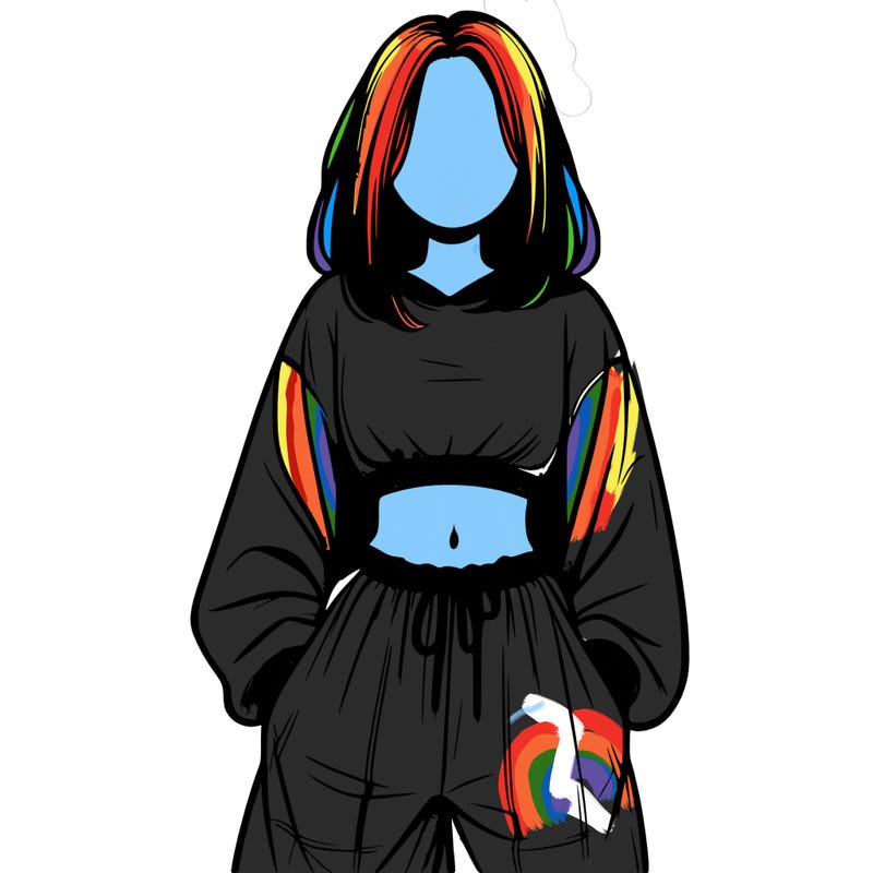 realistic girl faceless with baggy pants and a crop top