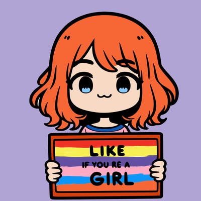 a cute girl holding a sign that says like if you’re a girl